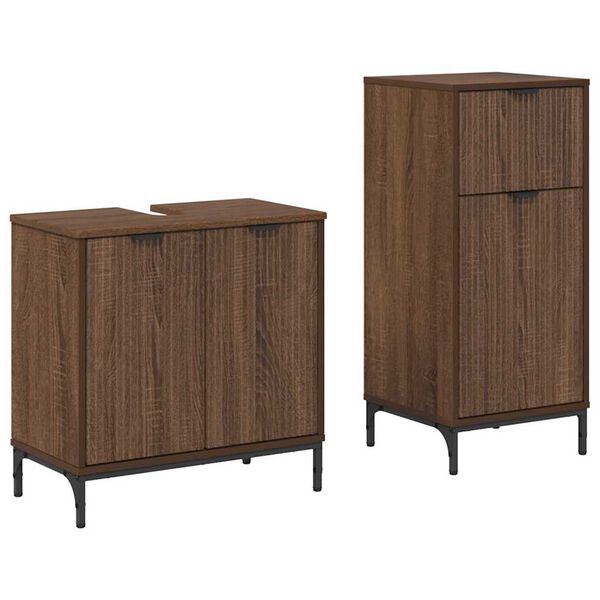 vidaXL Ensemble de mobilier de salle de bain 2 pcs Ch&ecirc;ne marron