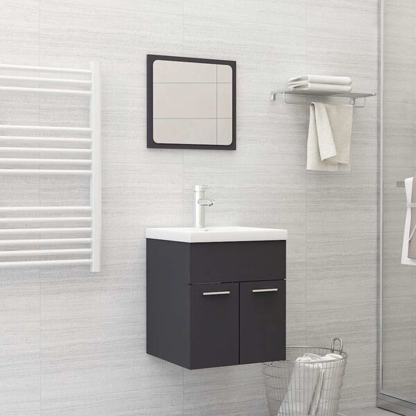 vidaXL Ensemble de meubles de salle de bain 2 pcs Gris Agglom&eacute;r&eacute;