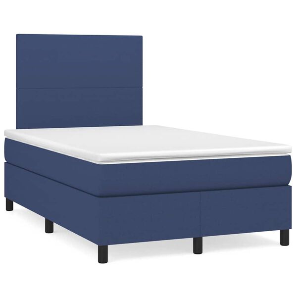 vidaXL Sommier &agrave; lattes de lit matelas et LED bleu 120x190 cm tissu