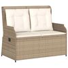 vidaXL Banc inclinable de jardin avec coussins beige r&eacute;sine tress&eacute;e