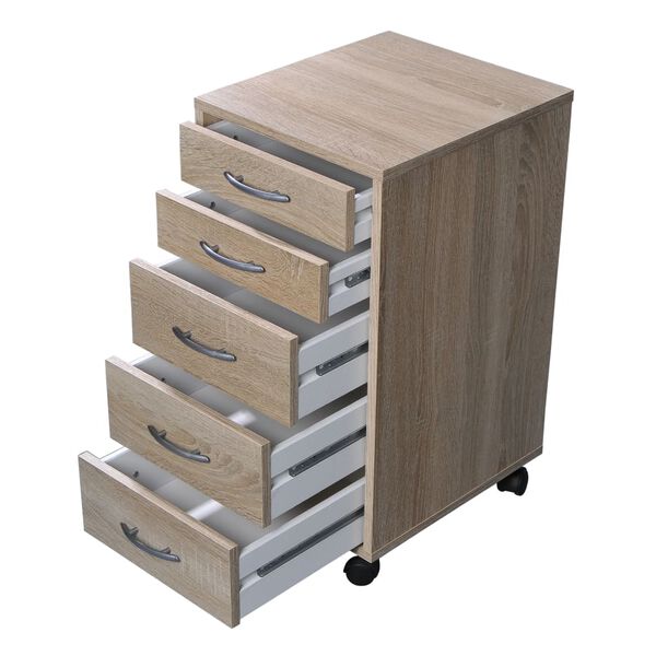 FMD Armoire mobile avec 5 tiroirs Ch&ecirc;ne