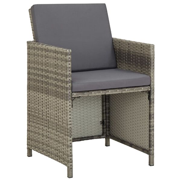 vidaXL Chaises de jardin lot de 2 avec coussins R&eacute;sine tress&eacute;e Gris