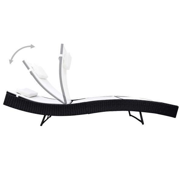 vidaXL Chaise longue R&eacute;sine tress&eacute;e Noir