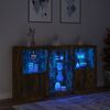 vidaXL Buffet avec lumi&egrave;res LED ch&ecirc;ne fum&eacute; 181,5x37x100 cm