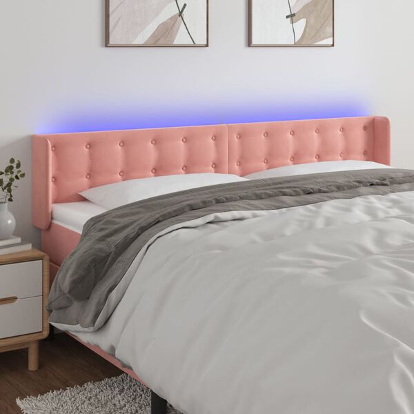 vidaXL T&ecirc;te de lit &agrave; LED Rose 203x16x78/88 cm Velours