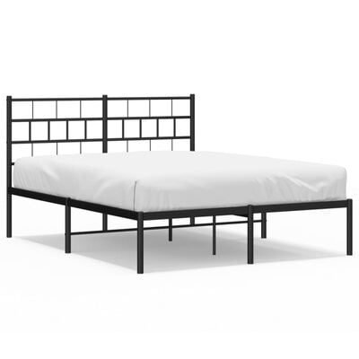 vidaXL Cadre de lit métal sans matelas avec tête de lit noir 150x200cm