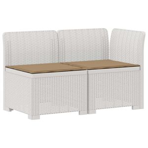 vidaXL Canap&eacute; de jardin 2 places avec coussins look rotin PP Blanc