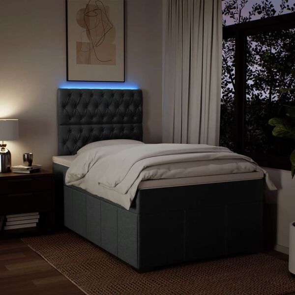 vidaXL Sommier &agrave; lattes de lit avec matelas Taupe 120x200 cm Tissu