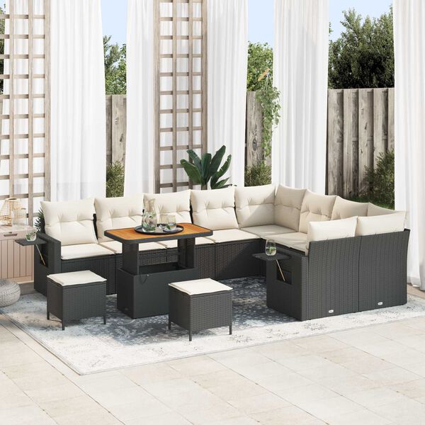 vidaXL Ensemble de canap&eacute; de jardin 12 pcs Noir polyrotin