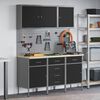 vidaXL Placard de travail 8 pcs Noir Bois d'ing&eacute;nierie et acier