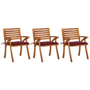 vidaXL Chaises &agrave; manger de jardin avec coussins lot de 3 Acacia massif