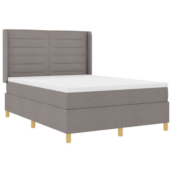 vidaXL Lit &agrave; ressorts avec matelas Taupe 160 x 200 cm tissu