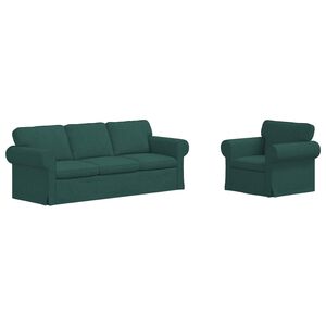 vidaXL Canap&eacute; 2 pcs Vert fonc&eacute;