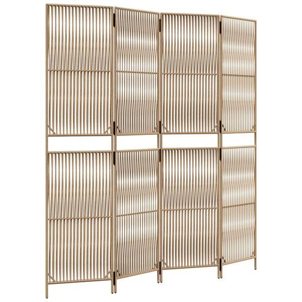 vidaXL Cloison de s&eacute;paration 4 panneaux beige r&eacute;sine tress&eacute;e