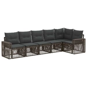 vidaXL Ensemble de canap&eacute; de jardin 6 pc Gris et Gris fonc&eacute; polyrotin
