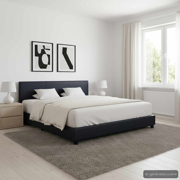 vidaXL Cadre de lit Noir Similicuir 160x200 cm