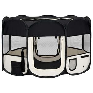 vidaXL Parc pliable pour chien avec sac de transport Noir 125x125x61cm