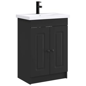 vidaXL Ensemble de mobilier de salle de bain Noir 56 x 37,5 x 81 cm