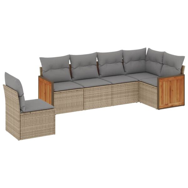 vidaXL Salon de jardin avec coussins 6 pcs beige r&eacute;sine tress&eacute;e