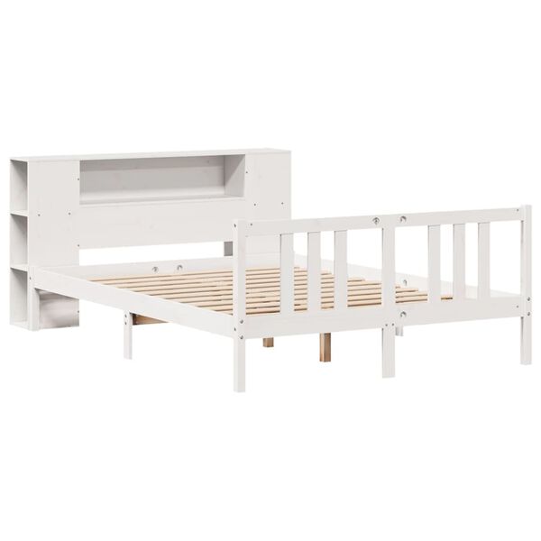 vidaXL Lit bibliothèque sans matelas blanc 140x200 cm bois pin massif
