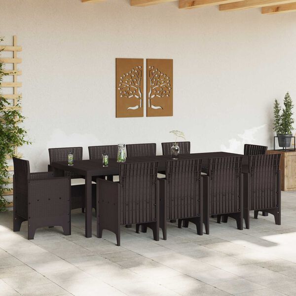 vidaXL Ensemble de salle &agrave; manger pour jardin 11 pcs Marron