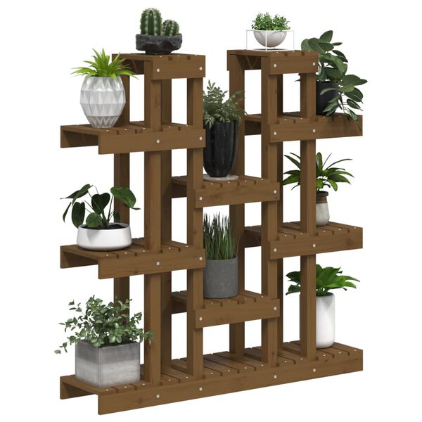 vidaXL Support &agrave; plantes Marron miel 104,5x25x109,5 cm Bois massif pin