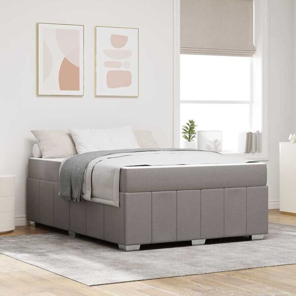 vidaXL Cadre de lit avec matelas Taupe 140 x 200 cm tissu