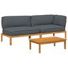 vidaXL Ensemble de Canap&eacute;s 3 pc Anthracite Bois d'Acacia Massif