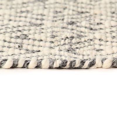 vidaXL Tapis en laine tissée à la main 80x150cm Blanc/Gris/Noir/Marron