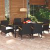vidaXL Ensemble &agrave; manger de jardin coussins 7pcs R&eacute;sine tress&eacute;e Noir