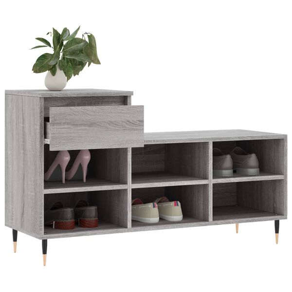 vidaXL Armoire &agrave; chaussures Sonoma gris 102x36x60 cm Bois d'ing&eacute;nierie