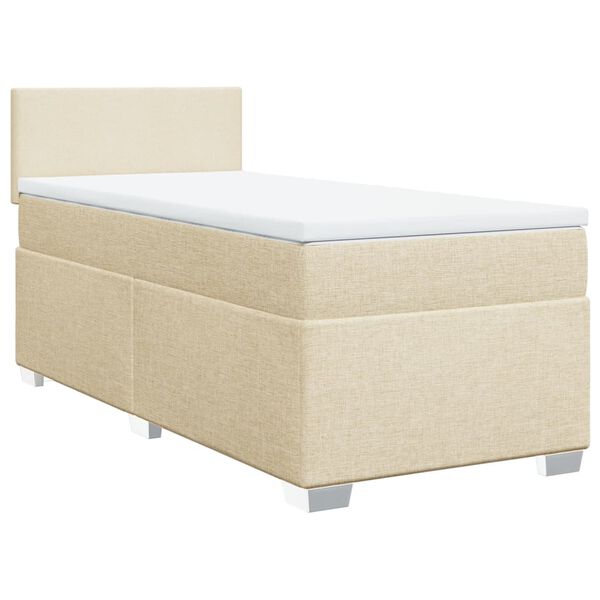 vidaXL Sommier &agrave; lattes de lit avec matelas Cr&egrave;me 100x200 cm Tissu
