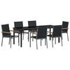 vidaXL Ensemble de salle &agrave; manger pour jardin 7 pcs Noir