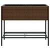 vidaXL Jardini&egrave;re avec &eacute;tag&egrave;re marron r&eacute;sine tress&eacute;e