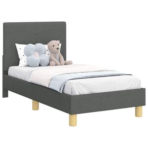 vidaXL Cadre de lit pour tout-petit avec t&ecirc;te de lit Gris fonc&eacute; tissu