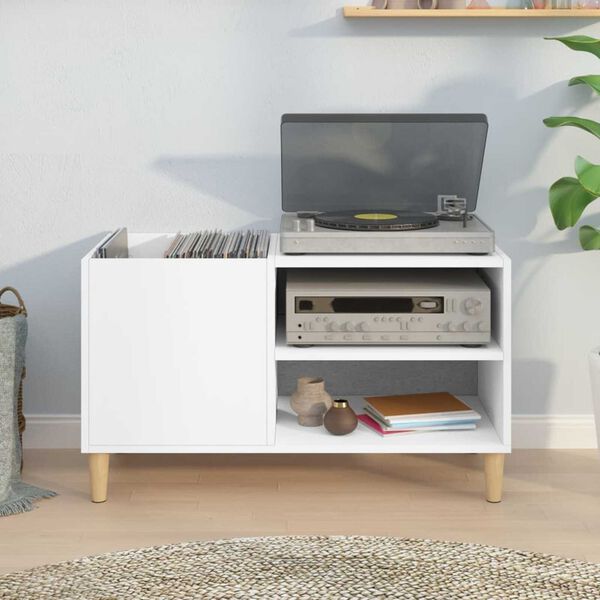 vidaXL Armoire &agrave; disques blanc 84,5x38x48 cm bois d'ing&eacute;nierie