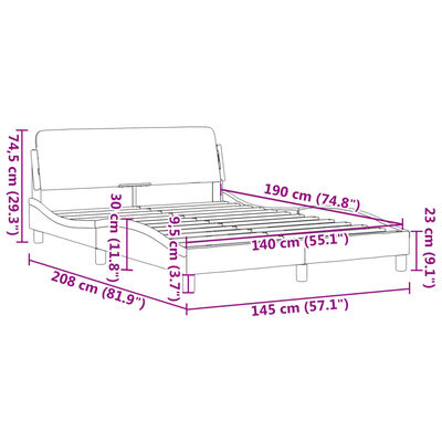 vidaXL Cadre de lit sans matelas noir 140x190 cm velours