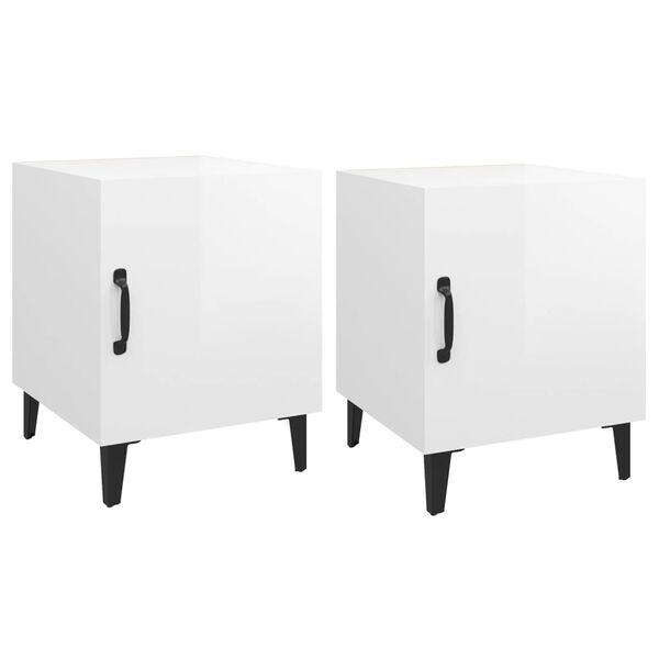 vidaXL Tables de chevet 2 pcs Blanc brillant Bois d'ing&eacute;nierie