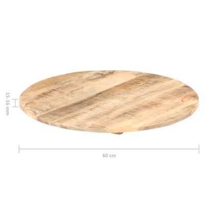 vidaXL Dessus de table Bois de manguier solide Rond 15-16 mm 60 cm