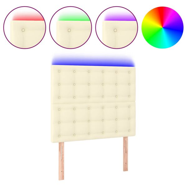 vidaXL T&ecirc;te de lit &agrave; LED Cr&egrave;me 90x5x118/128 cm Similicuir