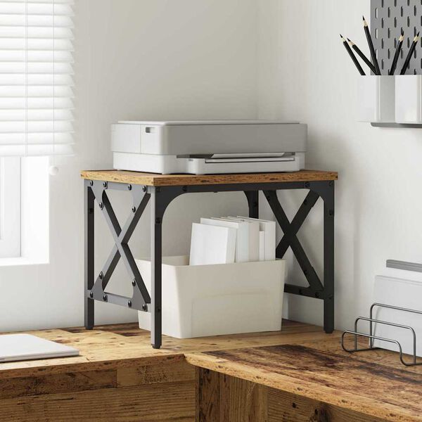 vidaXL Support d'imprimante R&eacute;glable Bois Ancien 40 x 30 x 31 cm
