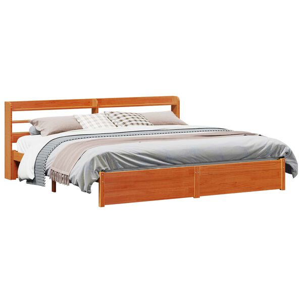 vidaXL Cadre de lit Cire marron 200 x 200 cm Bois de Pin Massif