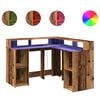 vidaXL Bureau avec lumi&egrave;res LED vieux bois bois d'ing&eacute;nierie