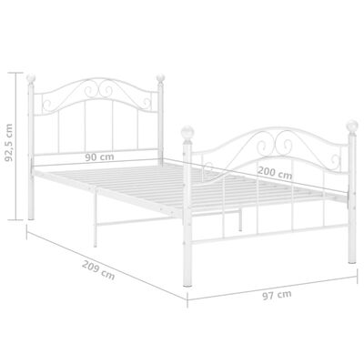 vidaXL Cadre de lit sans matelas blanc métal 90x200 cm