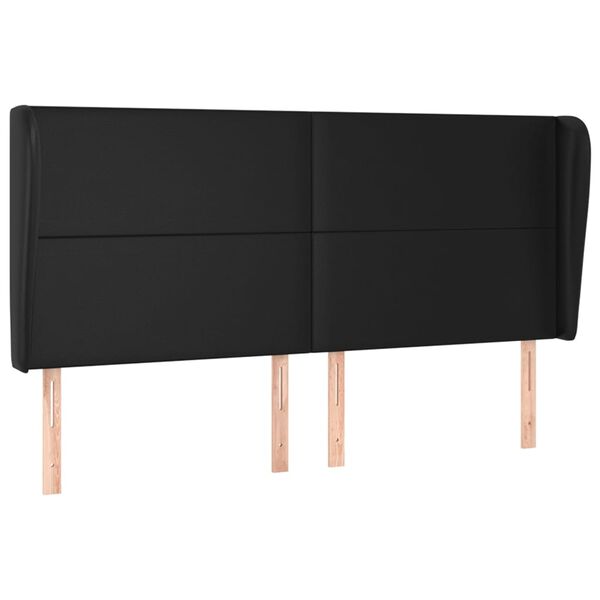 vidaXL T&ecirc;te de lit avec oreilles Noir 183x23x118/128 cm Similicuir