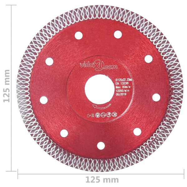 vidaXL Disque de coupe diamant&eacute; avec trous Acier 125 mm