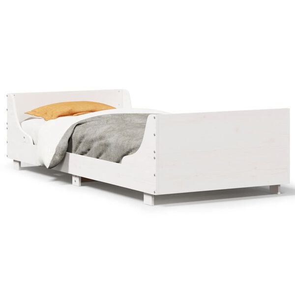 vidaXL Cadre de lit sans matelas blanc 75x190 cm bois de pin massif