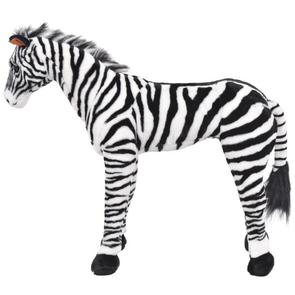 vidaXL Jouet en peluche Z&egrave;bre Noir et blanc XXL