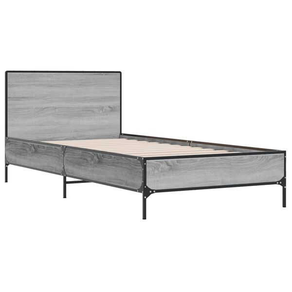 vidaXL Cadre de lit sans matelas sonoma gris 100x200 cm