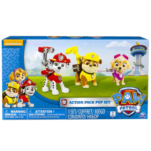 Paw Patrol Pack d'action Chiots Marshall/Skye/Rubble
